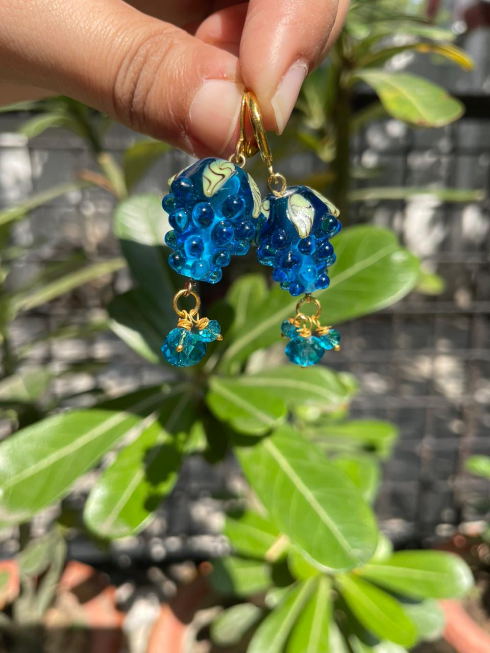 Blue Strawberry Earrings